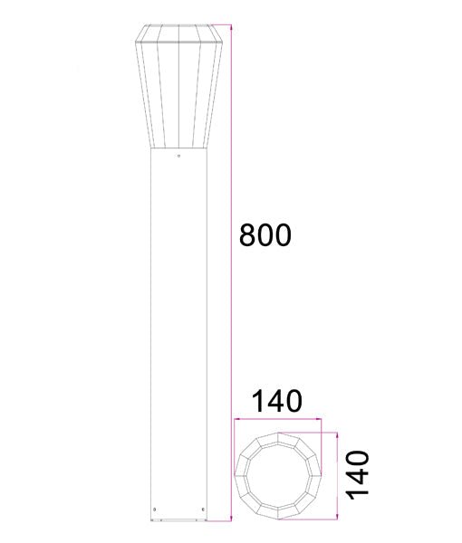 GEB Exterior LED Bollar Dark Grey 13W 3000K IP54 800mm - GEB3-Bollard Lights-CLA Lighting