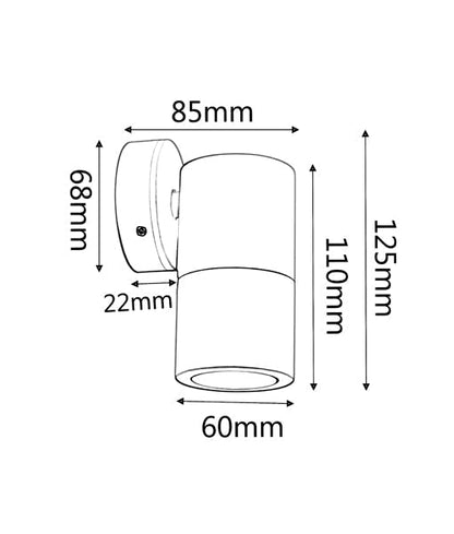 GU10 Exterior Single Fixed Wall Pillar Light 316 Stainless Steel IP65 - PG1FSS-Exterior Wall Lights-CLA Lighting