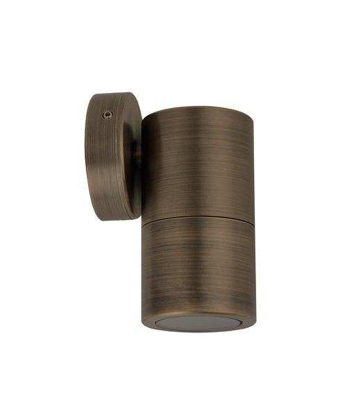 GU10 Exterior Single Fixed Wall Pillar Light Antique Brass IP65 - PG1FBR-Exterior Wall Lights-CLA Lighting