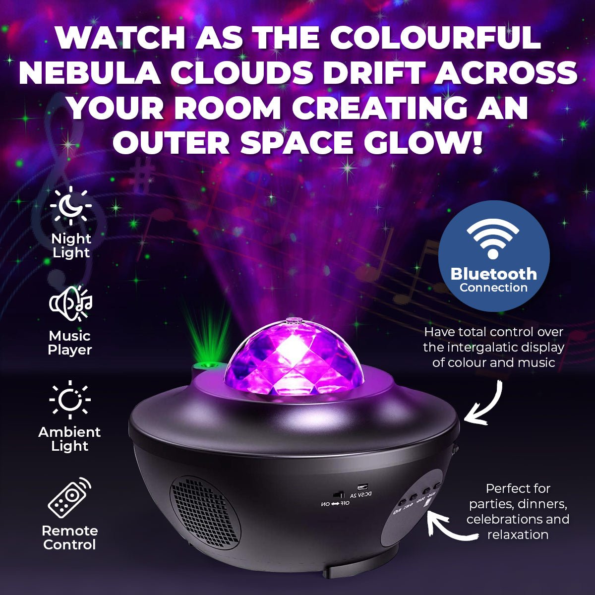 Home Master Star Projector Bluetooth Remote Control Speaker Colour Changing-Home & Garden > Lighting-Dropli