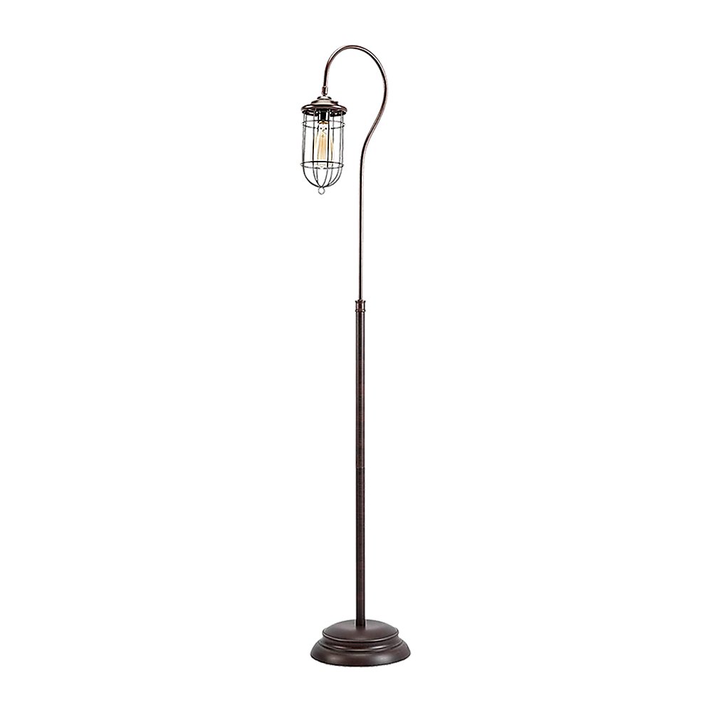 Industrial Floor Lamp with Adjustable Cage Shade Rustic Brushed in Bronze Finish-Home & Garden > Lighting-Koala Lamps and Lighting