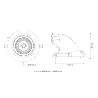 Infinite 112 25W Tri-Colour Adjustable LED Downlight 145mm cut out-DOWNLIGHTS-COPY