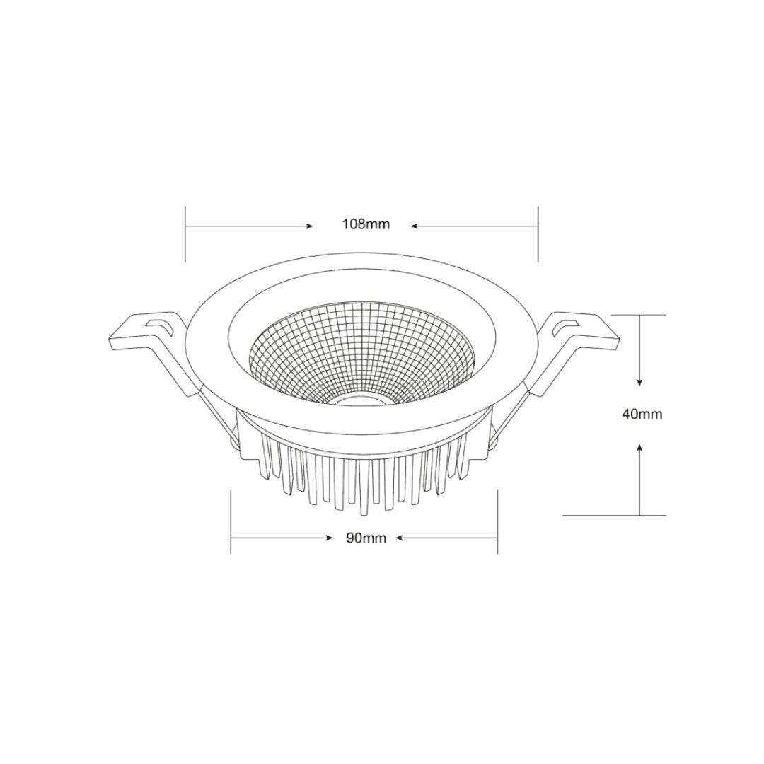 INFINITE 206 13W COB Tri-Colour Dimmable Aluminium LED Downlight 90mm cut out-LED downlight-LC