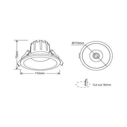 INFINITE 217 13W Low Glare COB Aluminium LED Downlight 90mm cut out-LED Downlight-Lighting Creations