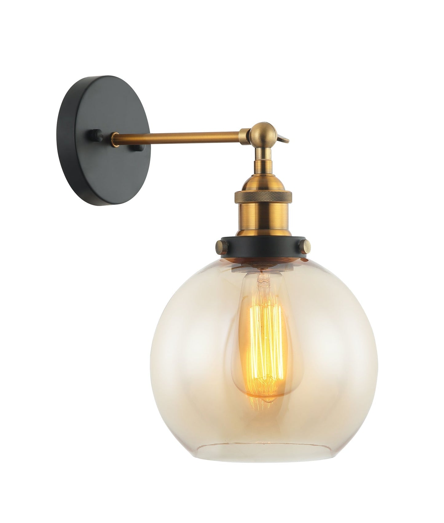 Interior Amber Wine Glass Shape With Antique Brass Highlight 1 Light Wall Light - PESINI3W-Wall Sconce-CLA Lighting