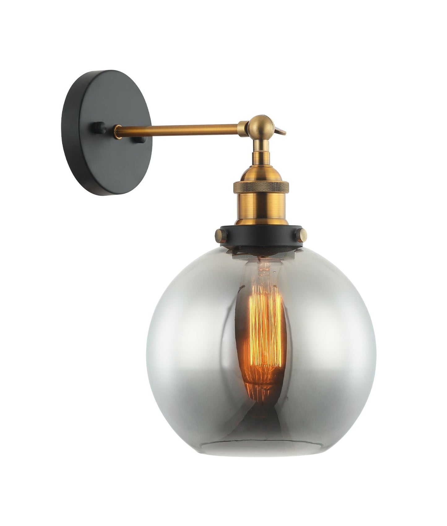 Interior Black Smoke Wine Glass Shape With Antique Brass Highlight 1 Light Wall Light - PESINI2W-Wall Sconce-CLA Lighting