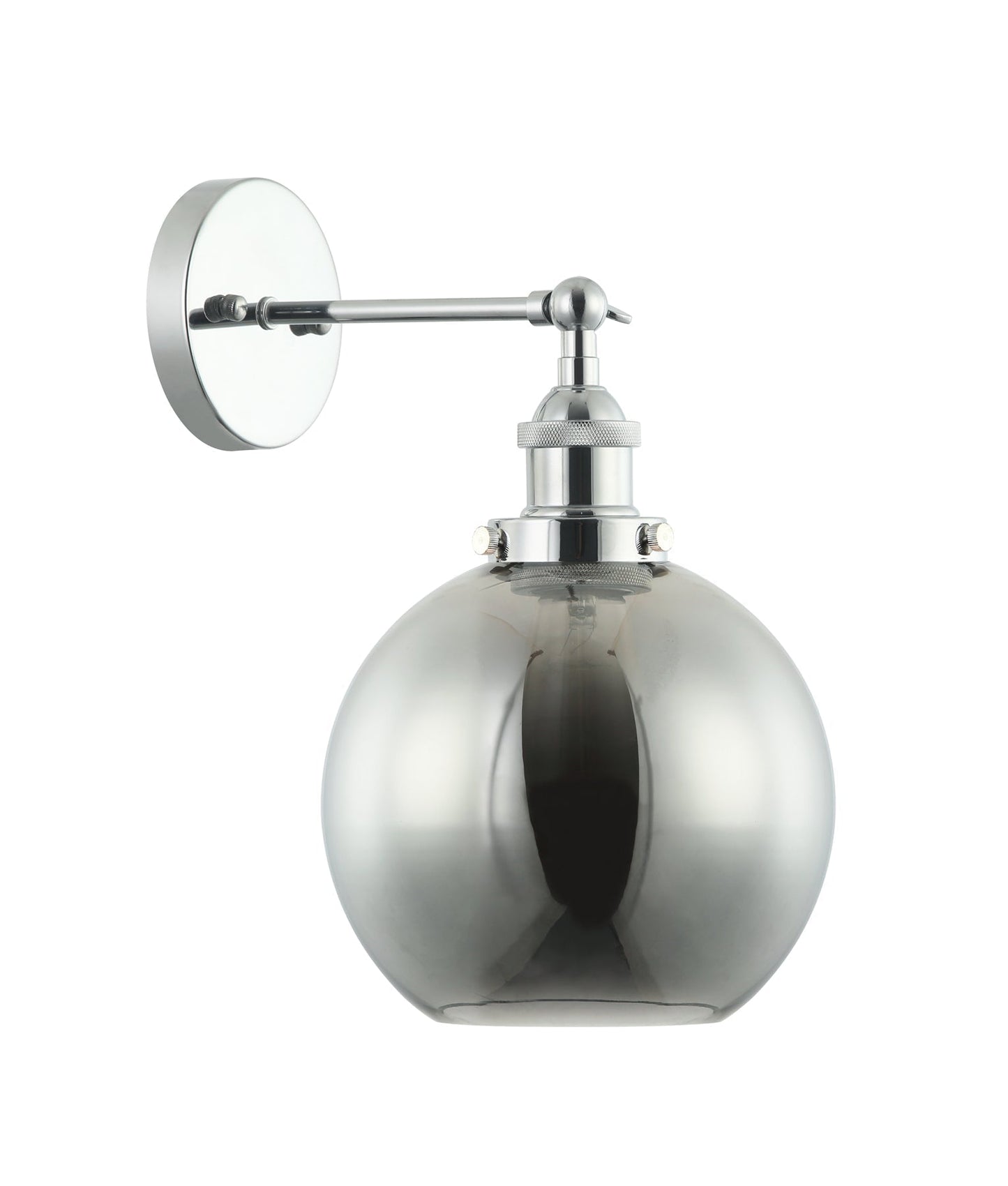 Interior Black Smoke Wine Glass Shape With Chrome Highlight 1 Light Wall Light - PESINI5W-Wall Sconce-CLA Lighting