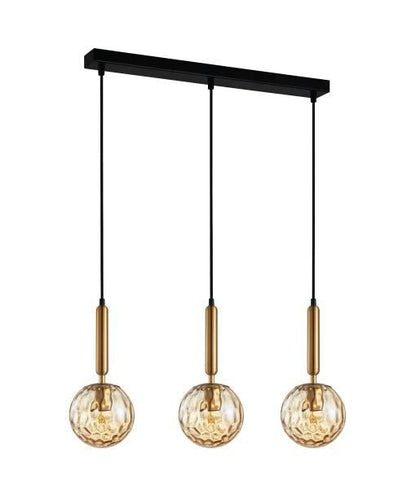 Interior Bronze Amber Spherical Glass Shape 3 Light Island Pendant - TRATTINO1X3S-Island Pendant Lights-CLA Lighting