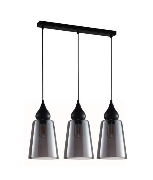 Interior Ellipse Glass Shape 3 Light Island Pendant Black Smoke - JEREZ2X3S-Island Pendant Lights-CLA Lighting