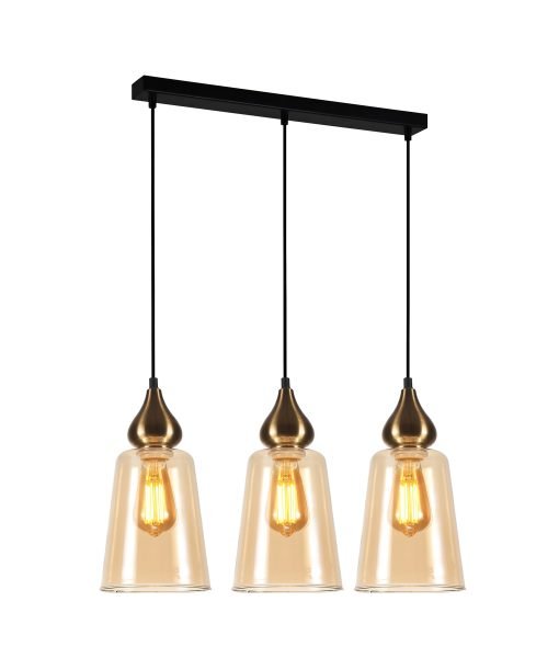 Interior Ellipse Glass Shape 3 Light Island Pendant Bronze Amber - JEREZ1X3S-Island Pendant Lights-CLA Lighting