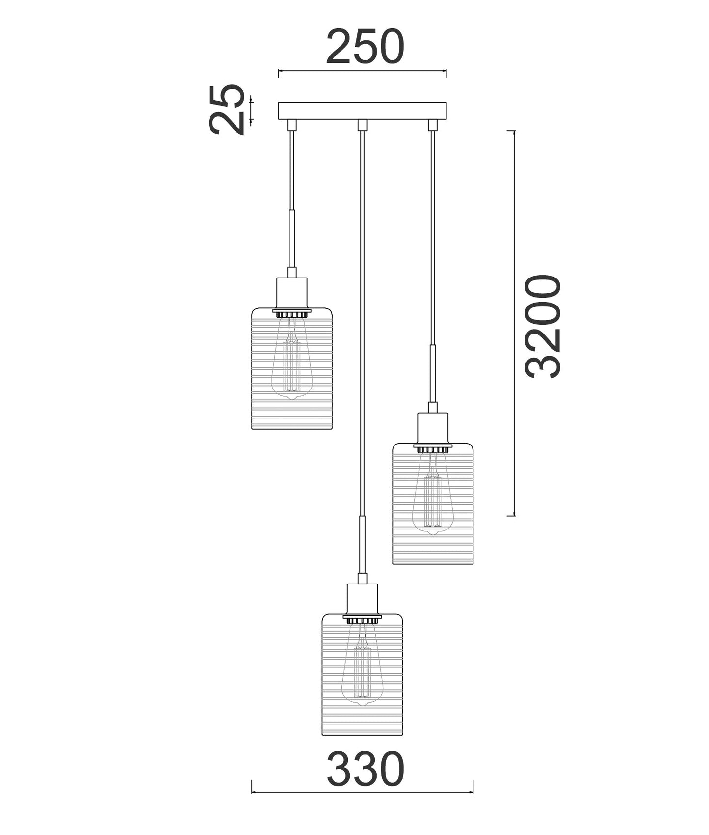 Interior Iron & Chrome Glass 3 Light Cluster Pendant - ESPEJO1X3R-Cluster Pendants-CLA Lighting