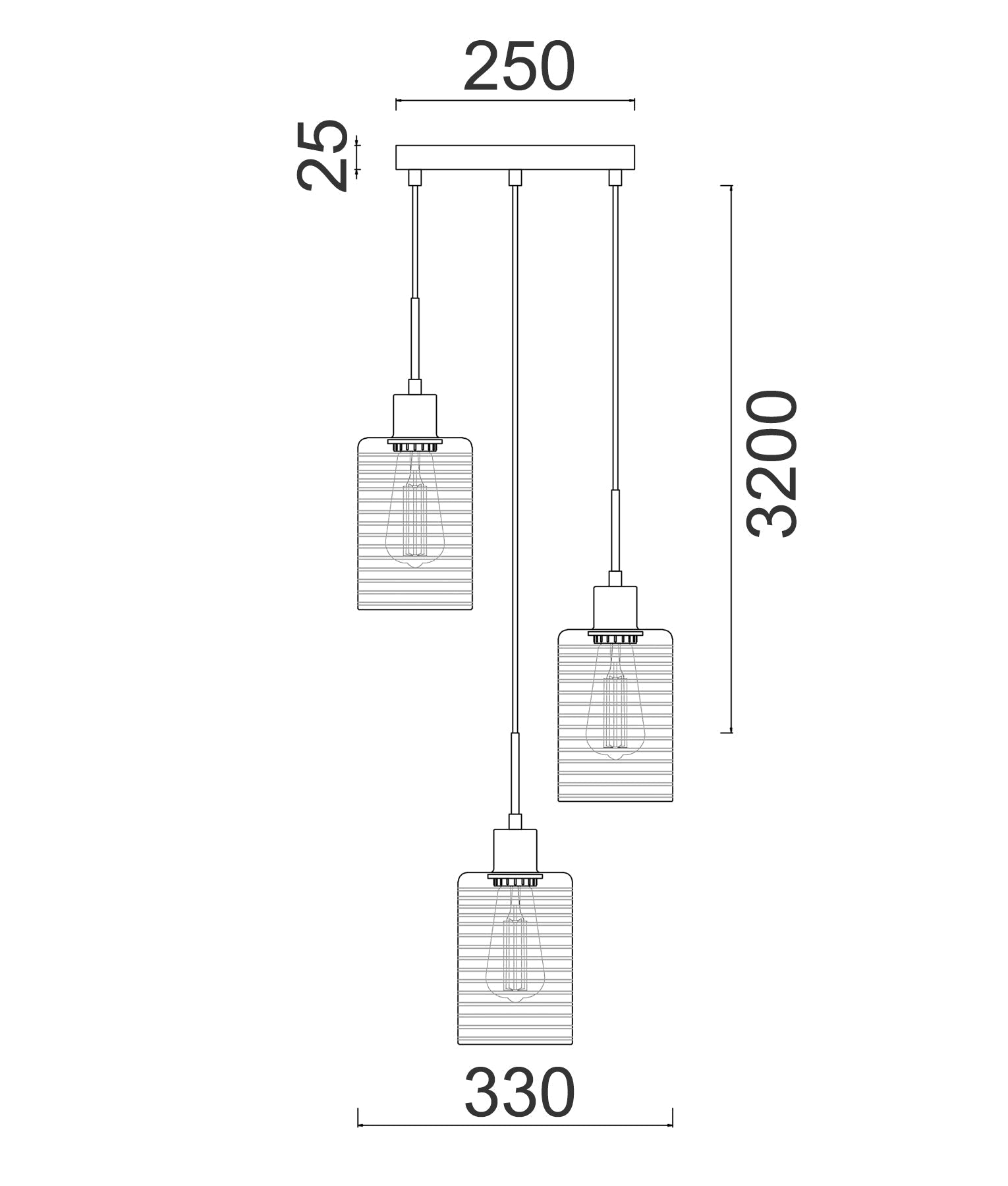 Interior Iron & Chrome Glass 3 Light Cluster Pendant - ESPEJO1X3R-Cluster Pendants-CLA Lighting