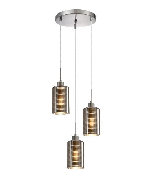 Interior Iron & Chrome Glass 3 Light Cluster Pendant - ESPEJO1X3R-Cluster Pendants-CLA Lighting