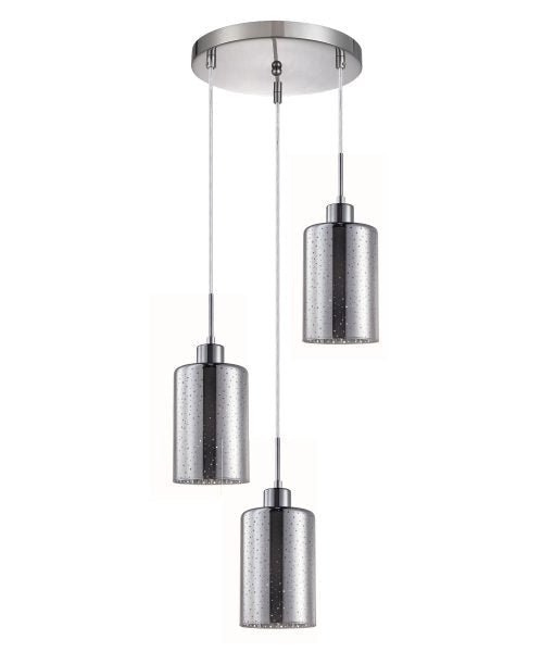 Interior Iron & Chrome Glass With Dotted Effect 3 Light Cluster Pendant - ESPEJO3X3R-Cluster Pendants-CLA Lighting