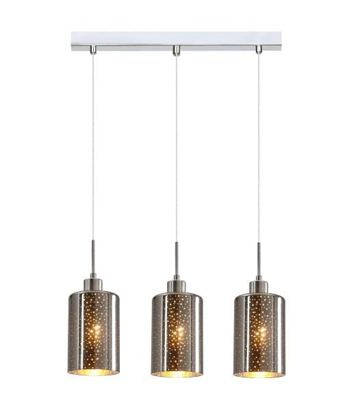 Interior Iron & Chrome Glass With Dotted Effect 3 Light Island Pendant - ESPEJO3X3S-Island Pendant Lights-CLA Lighting