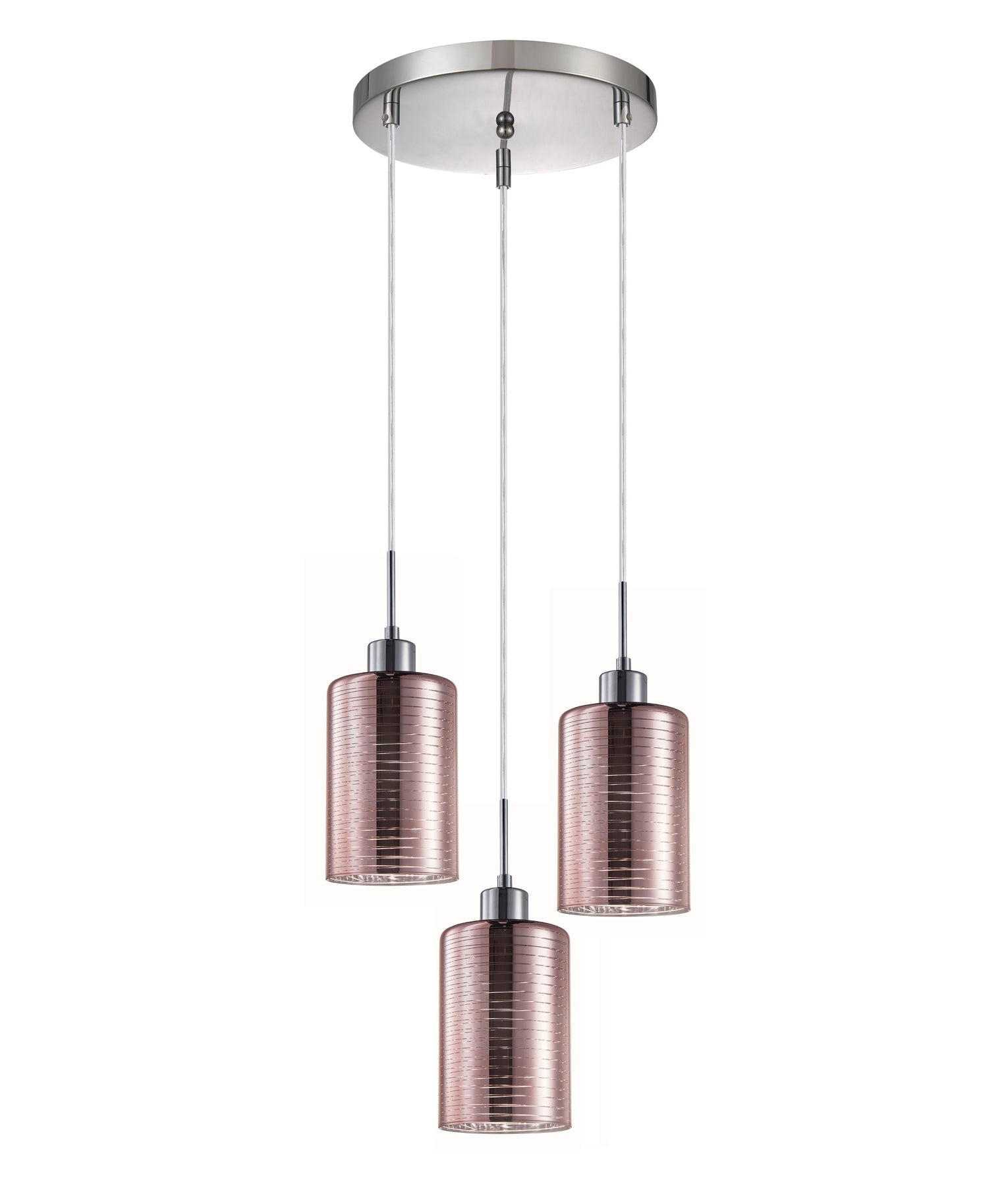 Interior Iron & Rose Gold Glass 3 Light Cluster Pendant - ESPEJO2X3R-Cluster Pendants-CLA Lighting