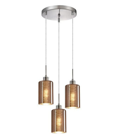 Interior Iron & Rose Gold Glass 3 Light Cluster Pendant - ESPEJO2X3R-Cluster Pendants-CLA Lighting