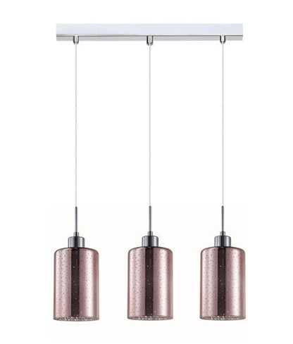 Interior Iron & Rose Gold Glass With Dotted Effect 3 Light Island Pendant - ESPEJO4X3S-Island Pendant Lights-CLA Lighting