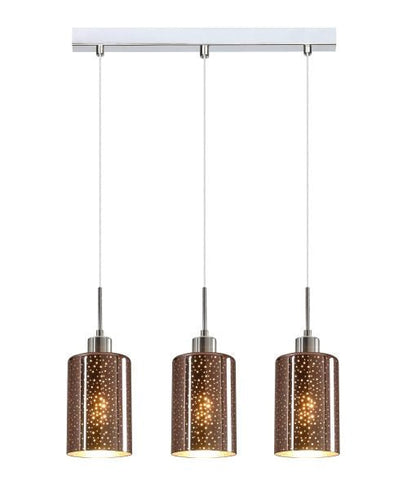 Interior Iron & Rose Gold Glass With Dotted Effect 3 Light Island Pendant - ESPEJO4X3S-Island Pendant Lights-CLA Lighting