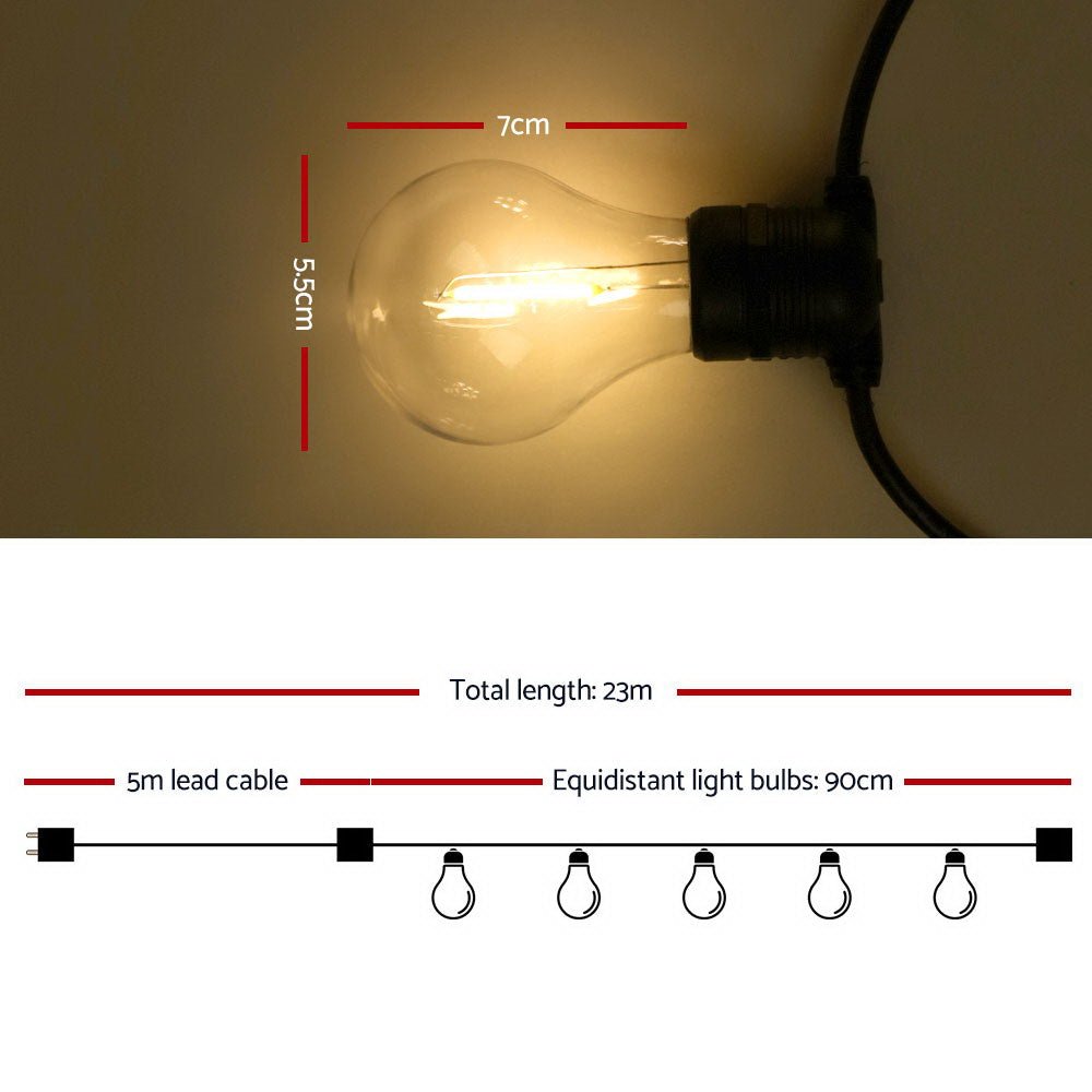 23m LED Festoon String Lights 20 A19 Bulbs Plug in Kits Dropli, Occasions > Lights, jingle-jollys-23m-led-festoon-string-lights-20-bulbs-kits-wedding-party-christmas-a19