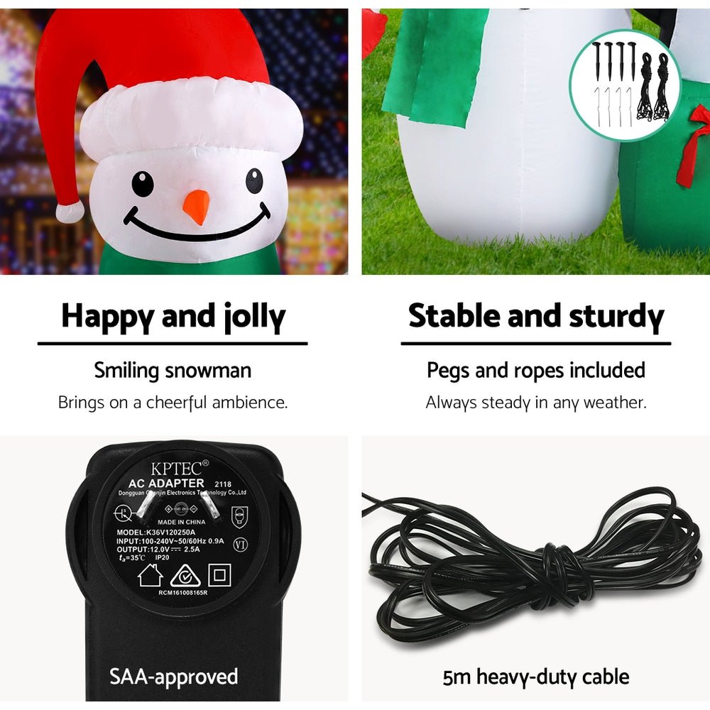 Inflatable Christmas 1.8M Snowman LED Lights Outdoor Decorations-Occasions > Christmas-Dropli