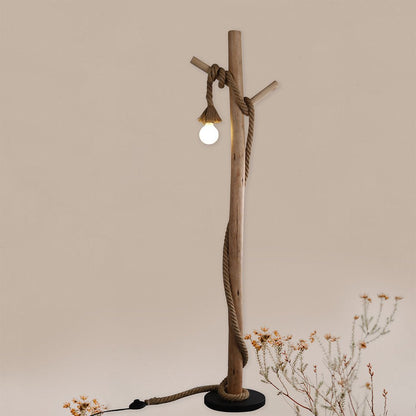 Lea 1 Light Floor Lamp Black & Natural - LL-27-0187-Floor Lamps-Lexi Lighting