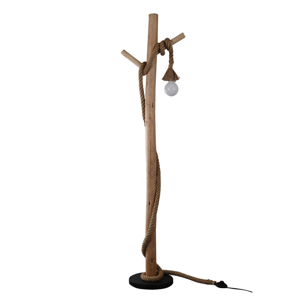 Lea 1 Light Floor Lamp Black & Natural - LL-27-0187-Floor Lamps-Lexi Lighting