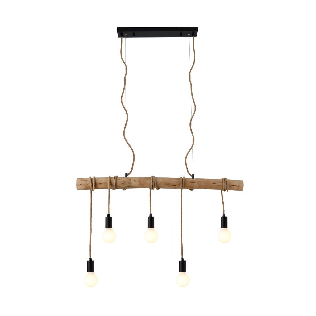 Lea 5 Light Pendant Black & Natural - LL002PL094-Island Pendant Lights-Lexi Lighting