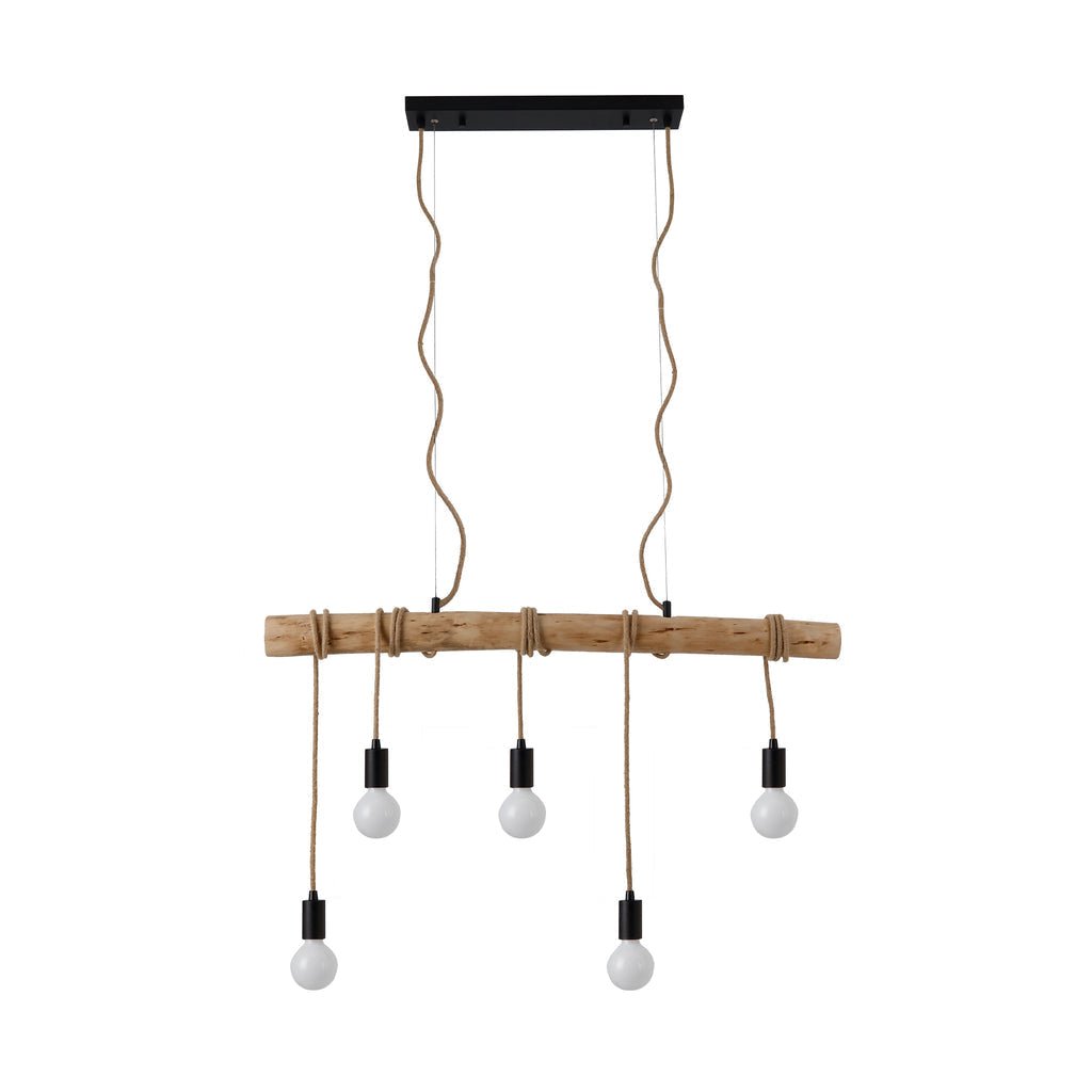 Lea 5 Light Pendant Black & Natural - LL002PL094-Island Pendant Lights-Lexi Lighting