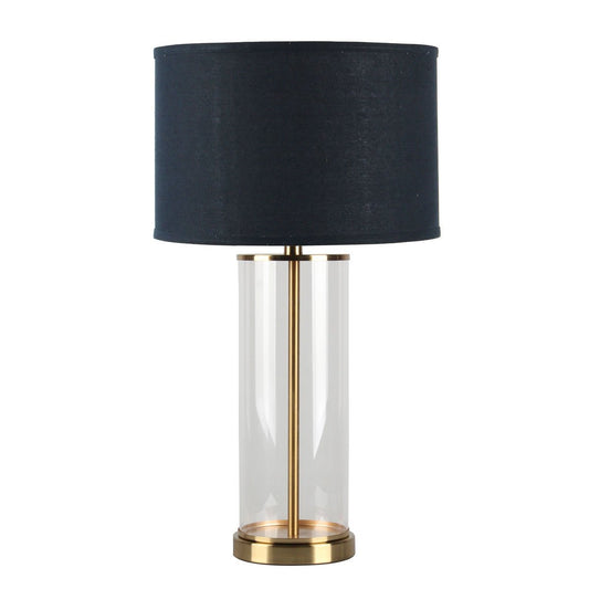 Left Bank Table Lamp - Brass w Navy Shade--Cafe Lighting and Living