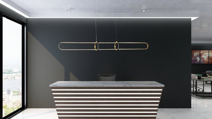 Lexington Linear TriColour Selectable Brass LED Pendant-Pendant Light-Qzao