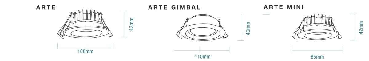 Martec Arte Mini 8W Tricolour Downlight-LED Downlight-Martec