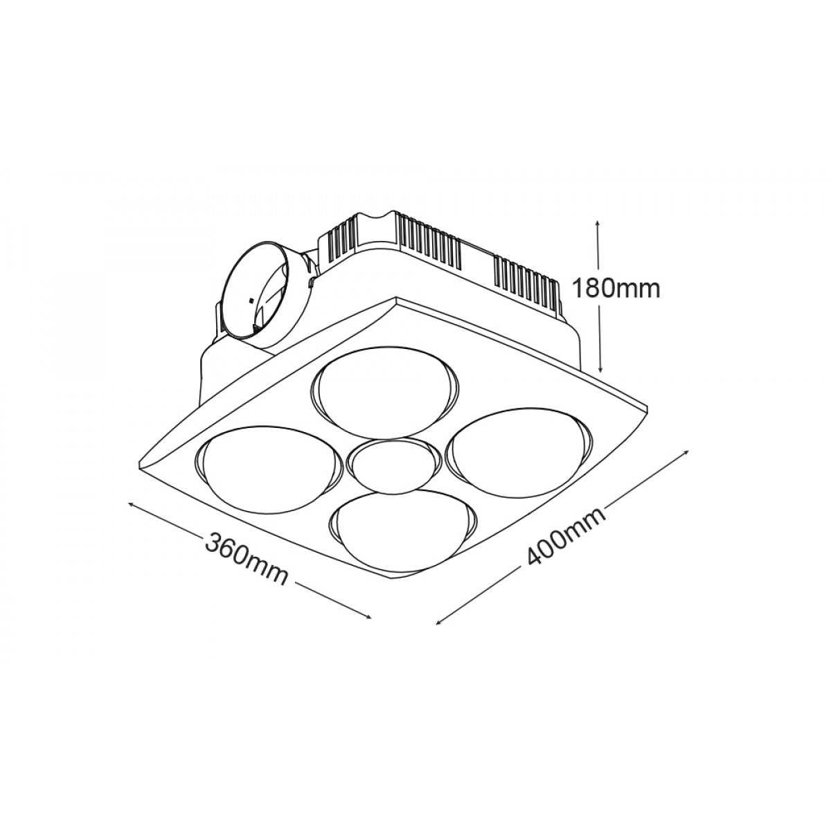 Martec Contour IV 3 in 1 Bathroom Heater With Exhaust Fan And Light-Bathroom Heaters-Martec