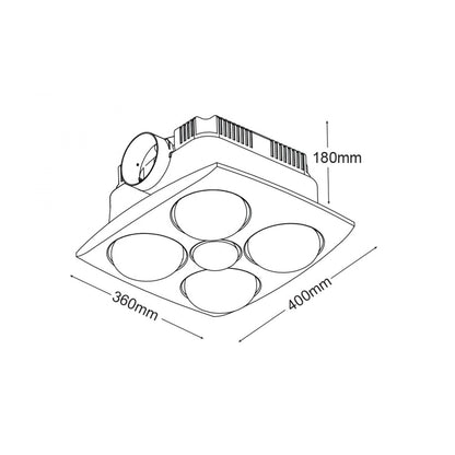 Martec Contour IV 3 in 1 Bathroom Heater With Exhaust Fan And Light-Bathroom Heaters-Martec