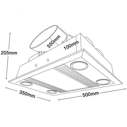 Martec Linear 3 in 1 Bathroom Heater With Exhaust Fan And LED Lights-Bathroom Heaters-Martec