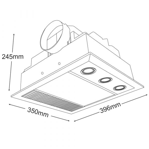 Martec Linear Mini 3 in 1 Bathroom Heater With Exhaust Fan And LED Lights-Bathroom Heaters-Martec