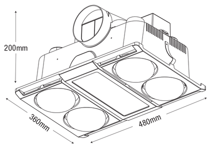 Martec Profile Panel 4 High Performance 3 in 1 Bathroom Heater With Exhaust Fan-Bathroom Heaters-Martec