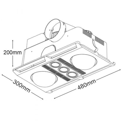 Martec Profile Plus II - 3 in 1 Bathroom Heater With Exhaust Fan And 3 LED Lights-Bathroom Heaters-Martec