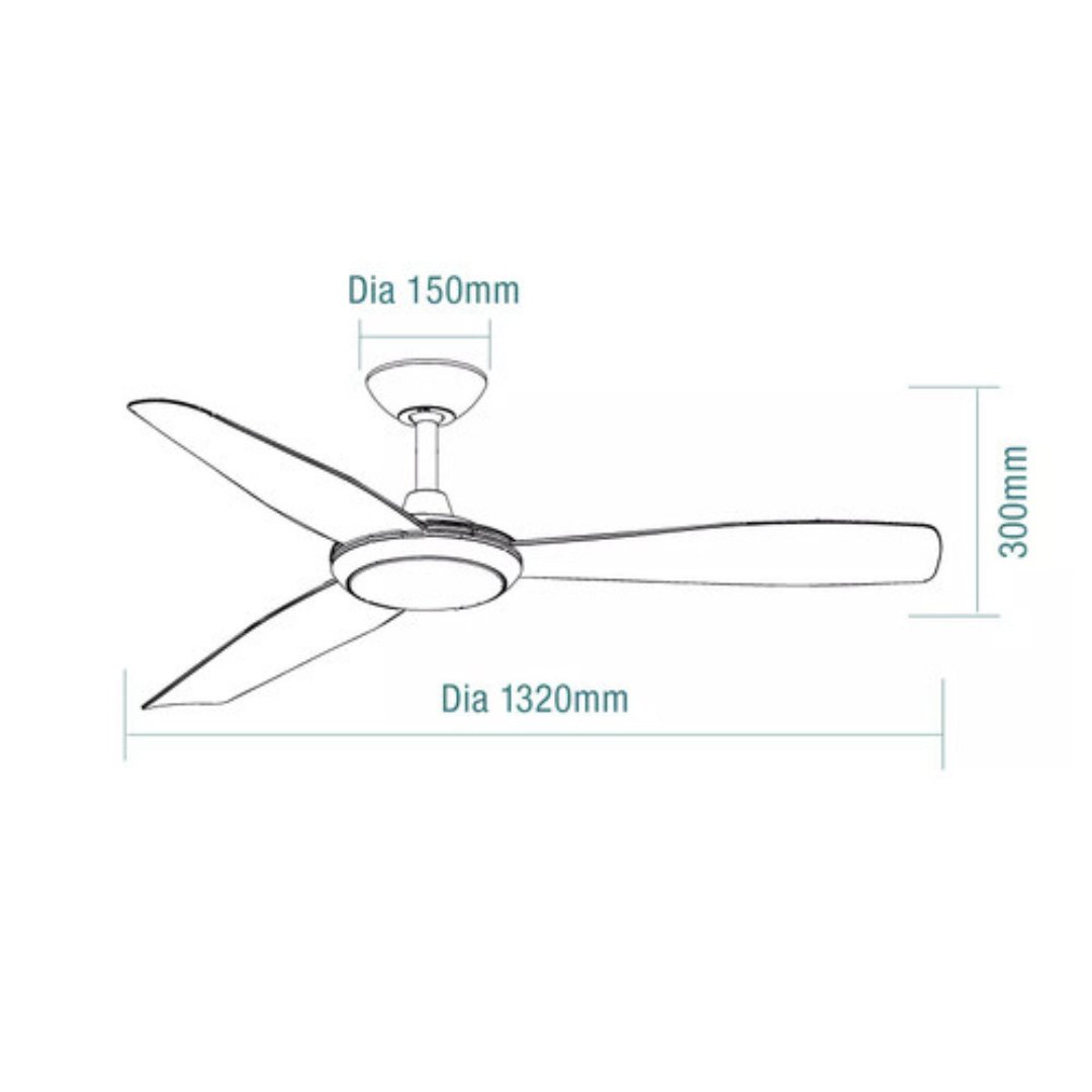 Martec VIPER 132cm 3 Blade Wifi Smart DC Ceiling Fan with remote control & LED Light-Ceiling Fan-Martec