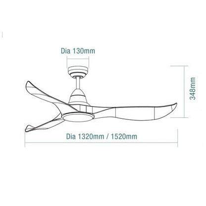 Martec Wave 52" DC Ceiling Fan White with Remote + Light-Ceiling Fan-Martec