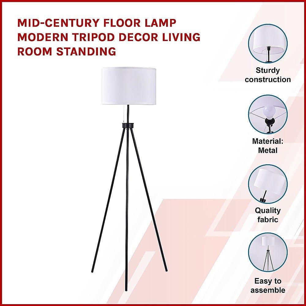 Mid-Century Floor Lamp Modern Tripod Decor Living Room Standing-Home & Garden > Lighting-Koala Lamps and Lighting