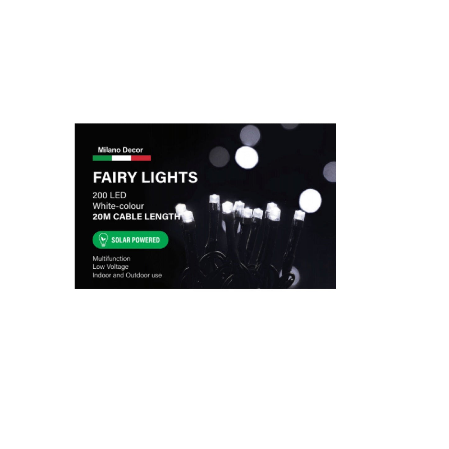 Milano Decor Solar Powered Outdoor Fairy Lights - White - 200 Lights-Home & Garden > Lighting-Dropli