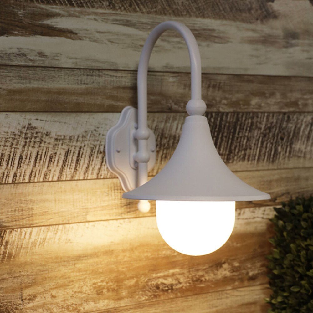 Moca Outdoor Wall Light White and Opal-EXTERIOR LIGHTS-Oriel