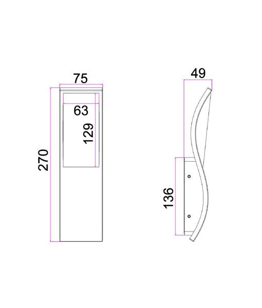 OLA Exterior LED Wavy Rectangular Wall Light Dark Grey 7W 3000K IP65 - OLA01-Exterior Wall Lights-CLA Lighting