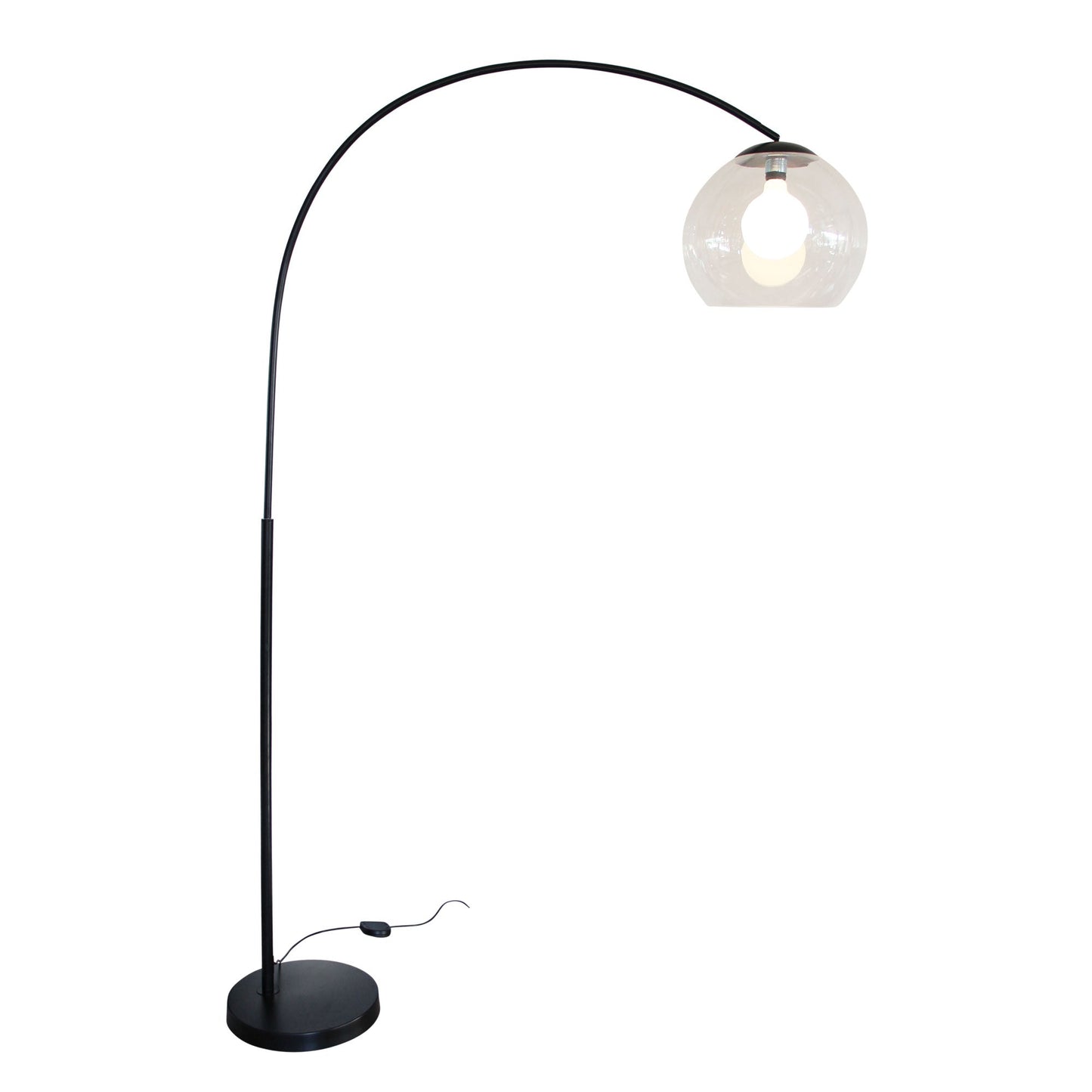 Over 1 Light Floor Lamp Arc Black With Acrylic Shade - SL91207BK-Floor Lamps-Oriel Lighting