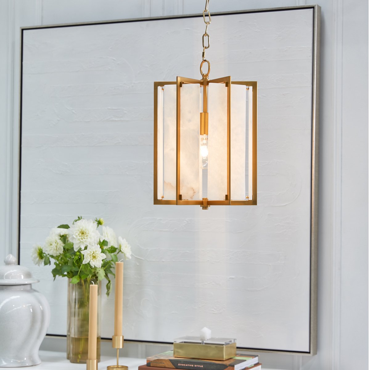 Palermo Alabaster Pendant - Antique Brass--CAFE Lighting & Living