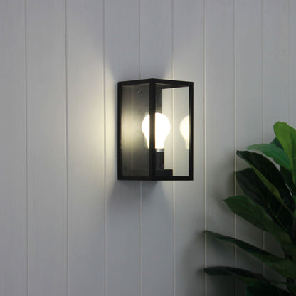 Pandora 1 Light Flush Wall Light Black - OL7843BK-Exterior Wall Lights-Oriel Lighting