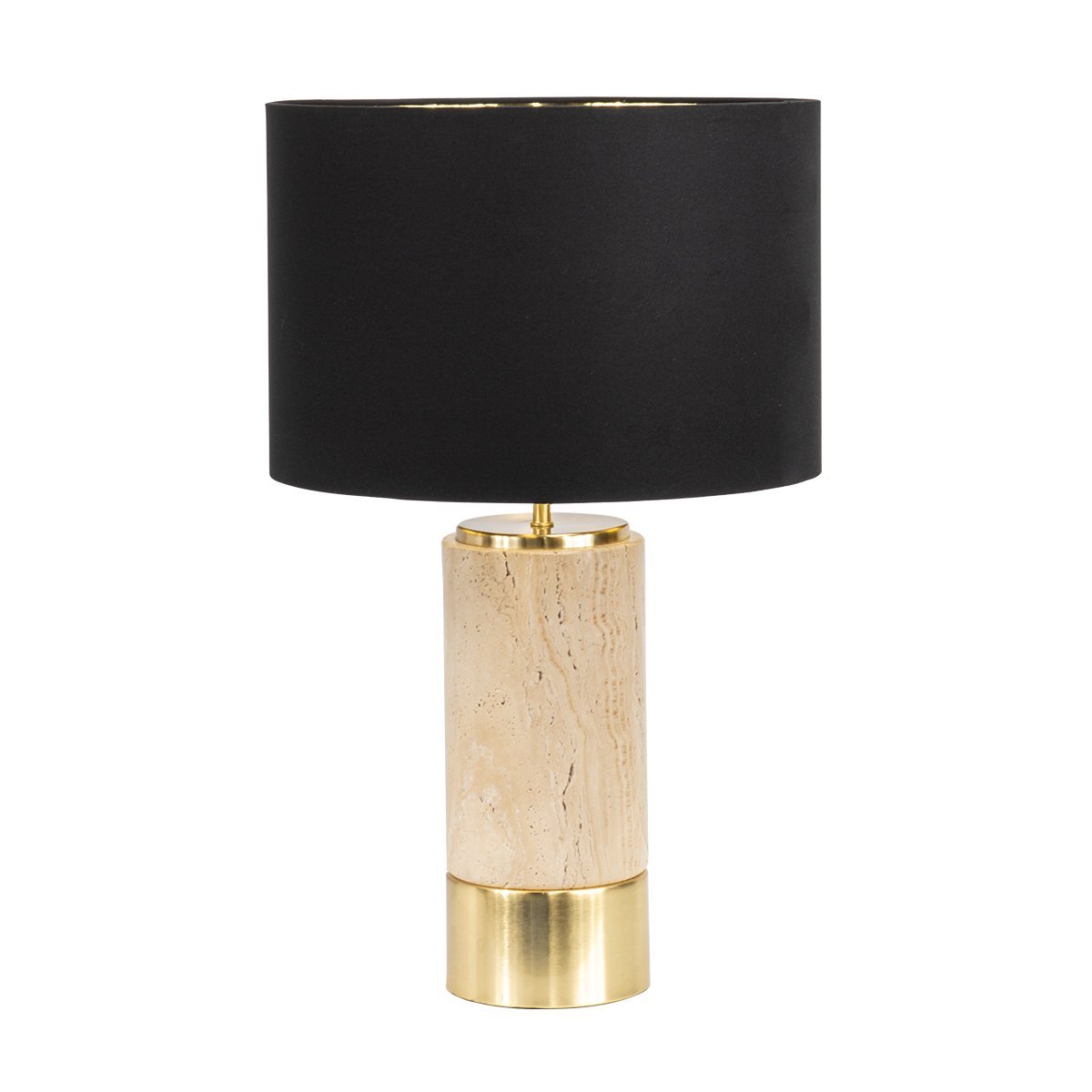 Paola Travertine Table Lamp - Black Shade--CAFE Lighting & Living