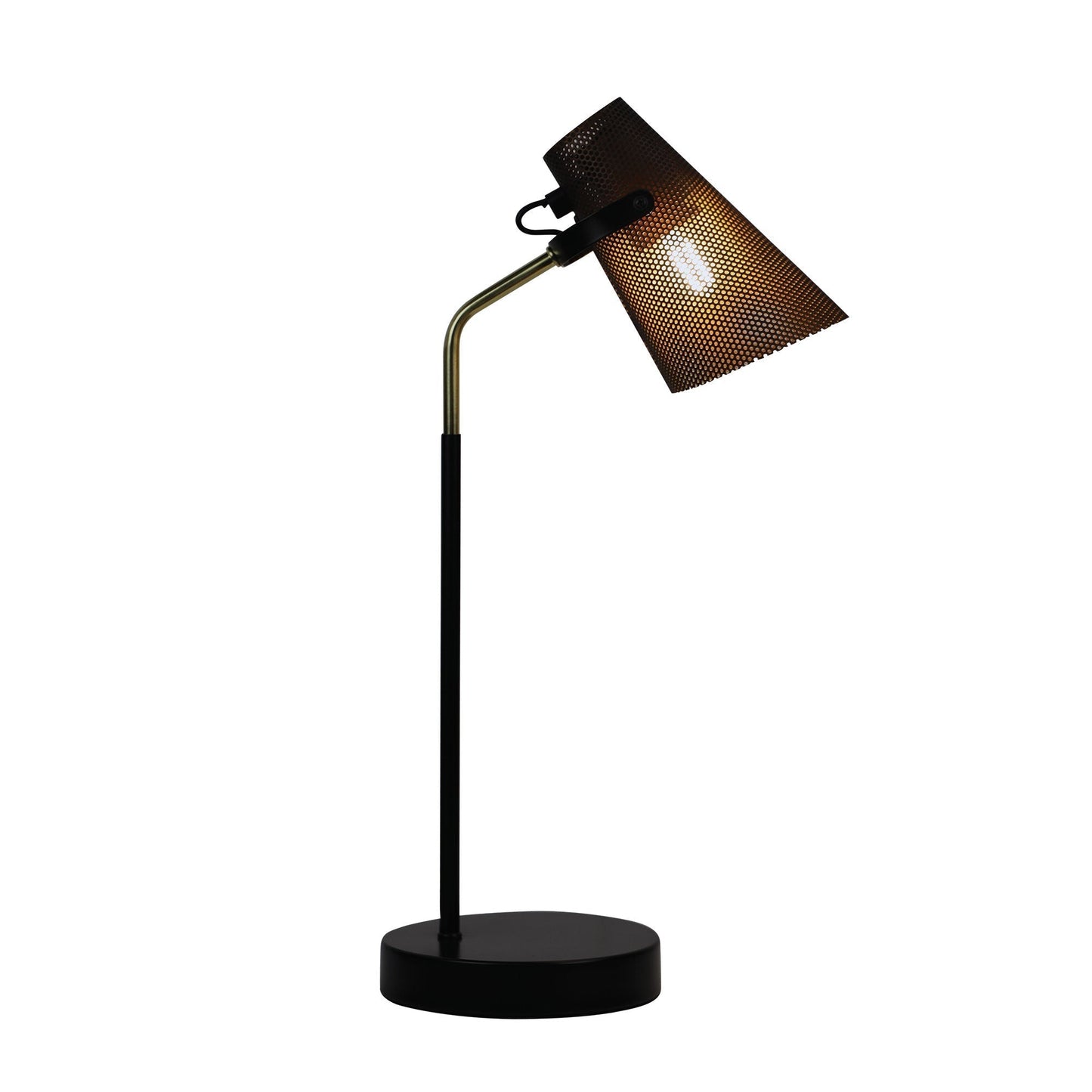 Perfo Black and Brass Desk Lamp-TABLE AND FLOOR LAMPS-Oriel