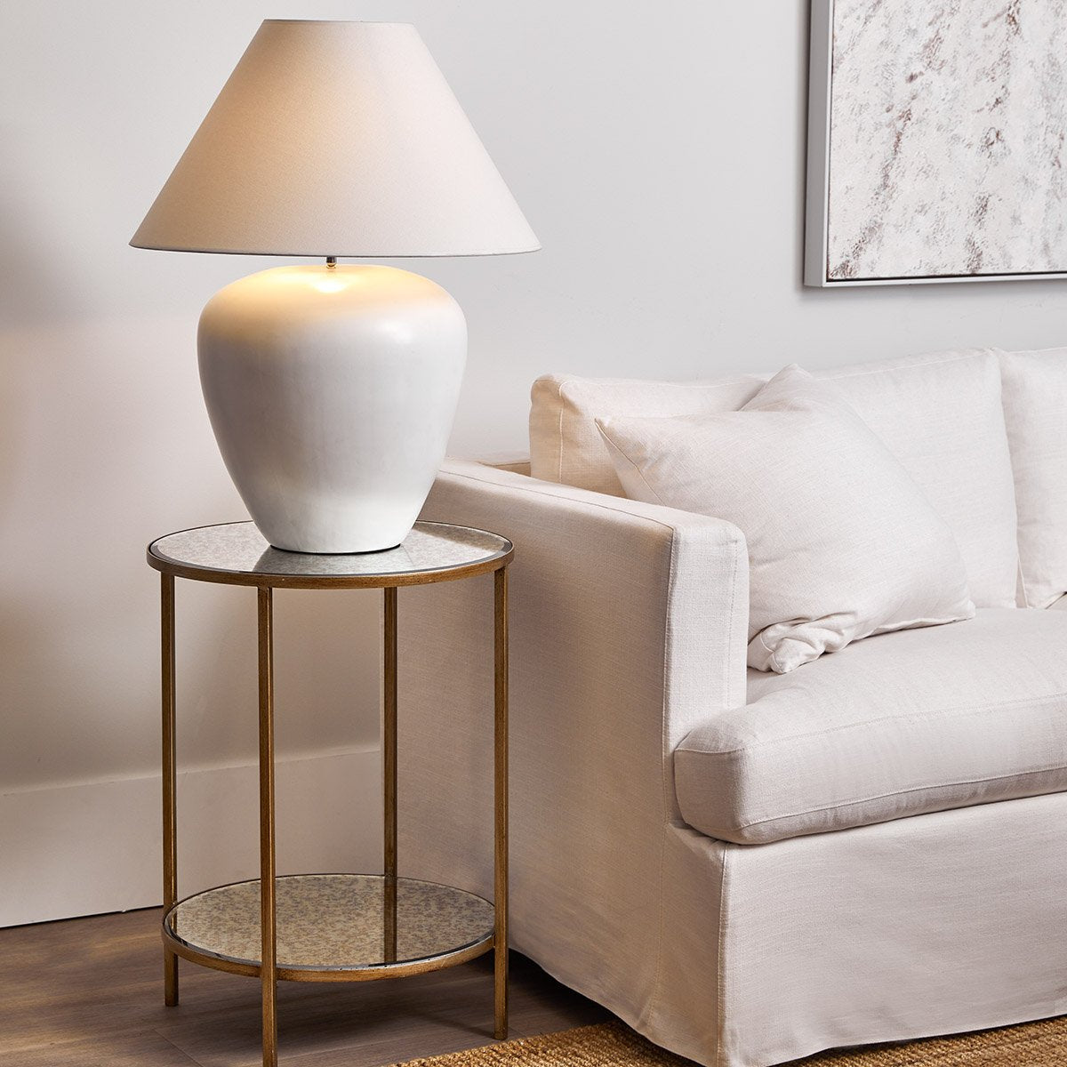 Picasso Table Lamp - White w White Shade--Cafe Lighting and Living